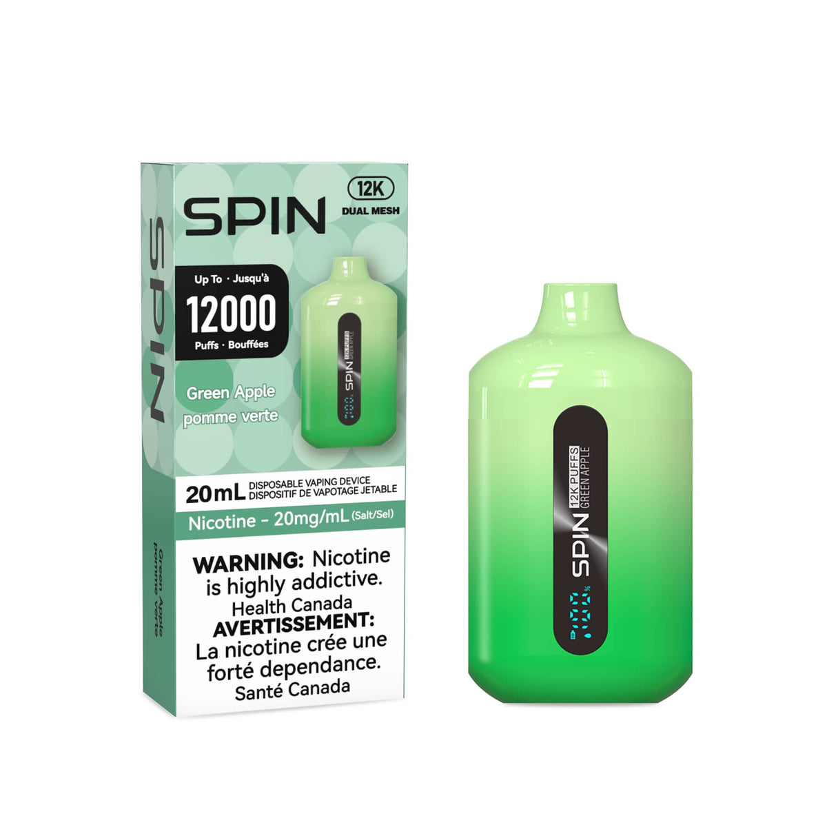 Spin 12K (12000) Disposable Vape Green Apple - Spin Vape Spin vape Spin 12K (12000) Disposable Vape Green Apple - Spin Vape Spin vape