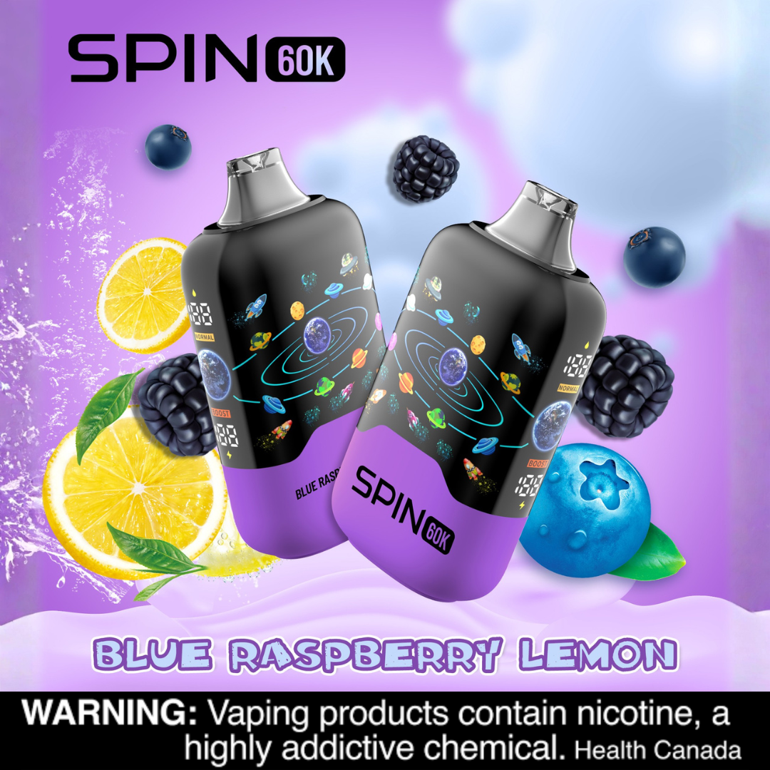 SPIN 60K Blue Raspberry Lemon Review  New Flavor Now Available in Canada   Spin vape