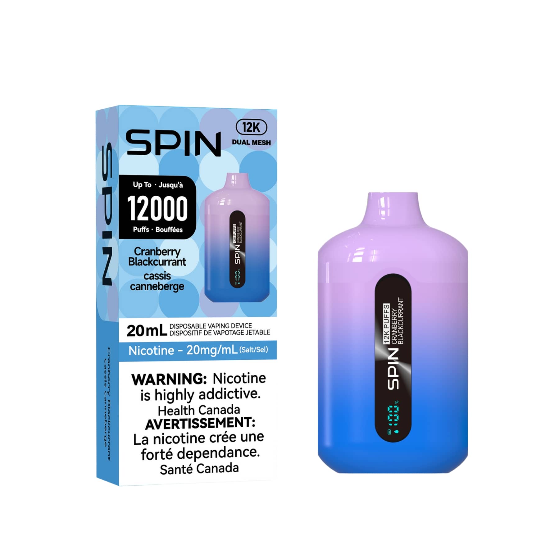 Spin 12K (12000) Disposable Vape Cranberry Blackcurrant