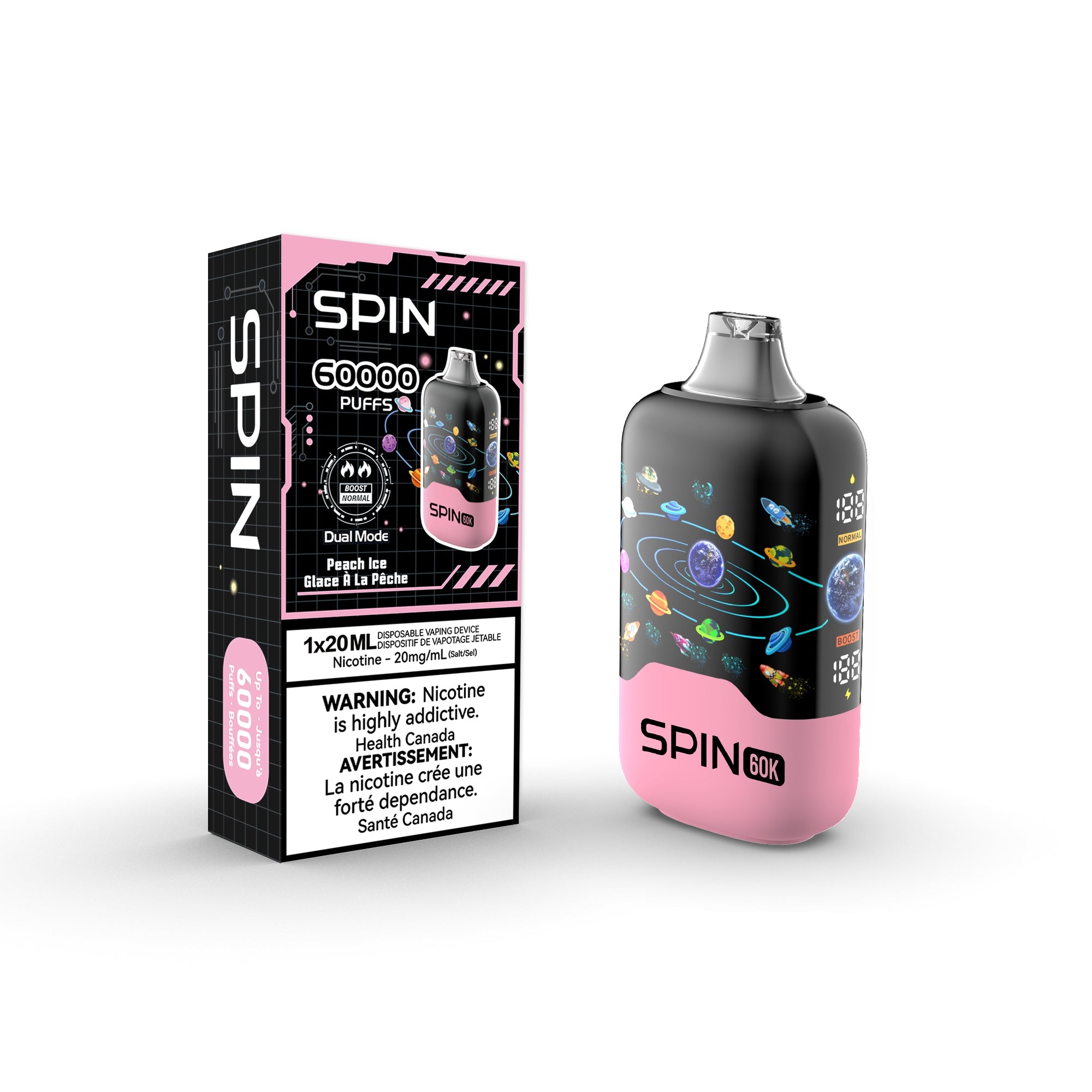 Spin 60K (60000) Disposable Vape Peach Ice