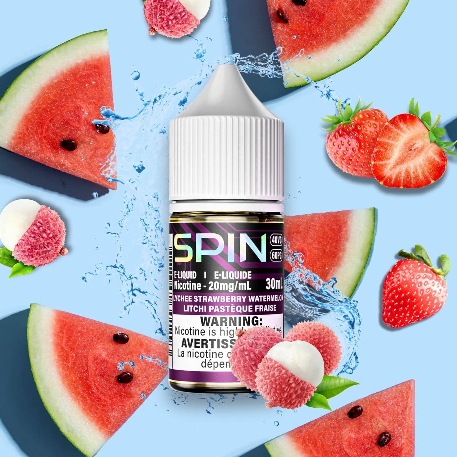 Spin E-Liquid Salt - Lychee Strawberry Watermelon