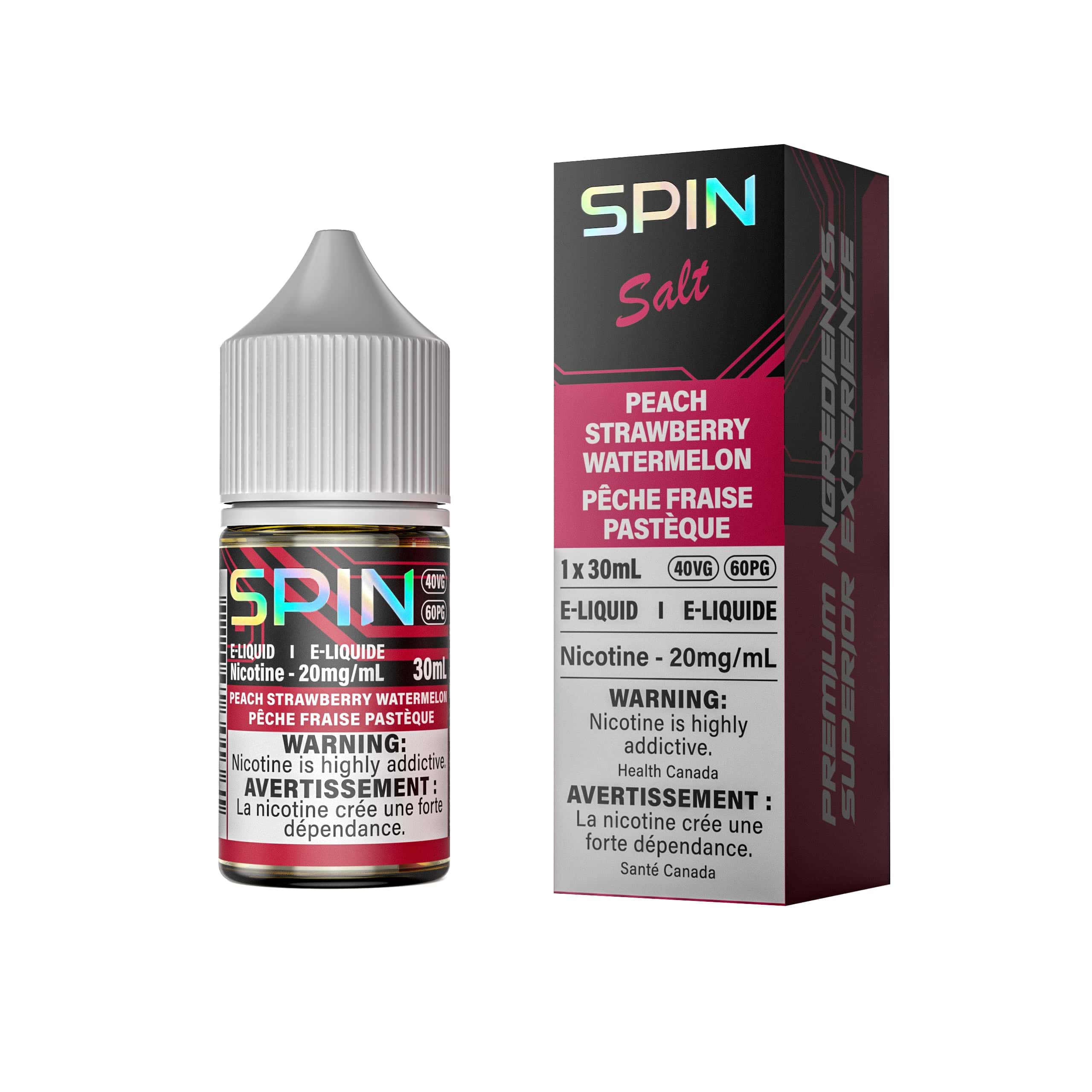 Spin E-Liquid Salt Peach Strawberry Watermelon