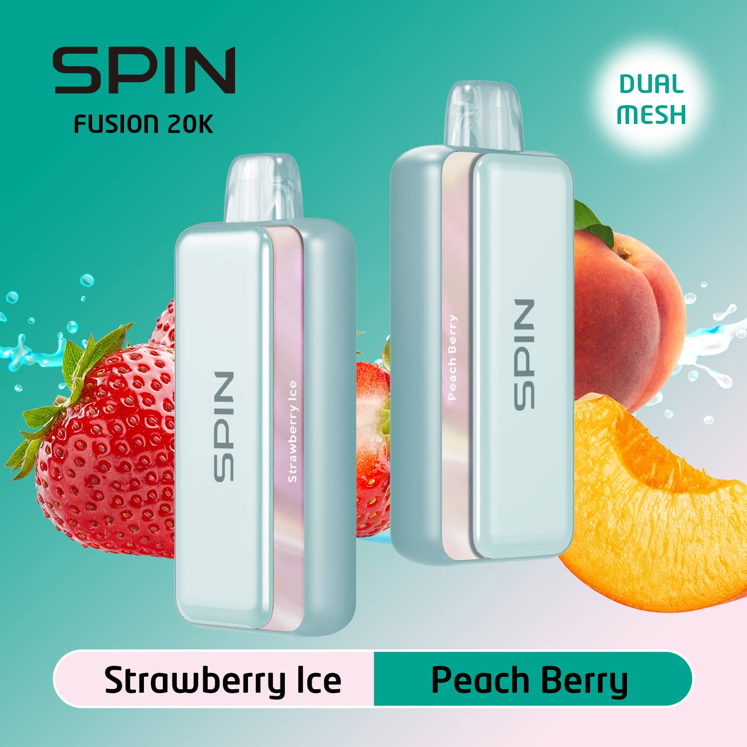 Spin Fusion 20K Disposable Vape Strawberry Ice and Peach Berry