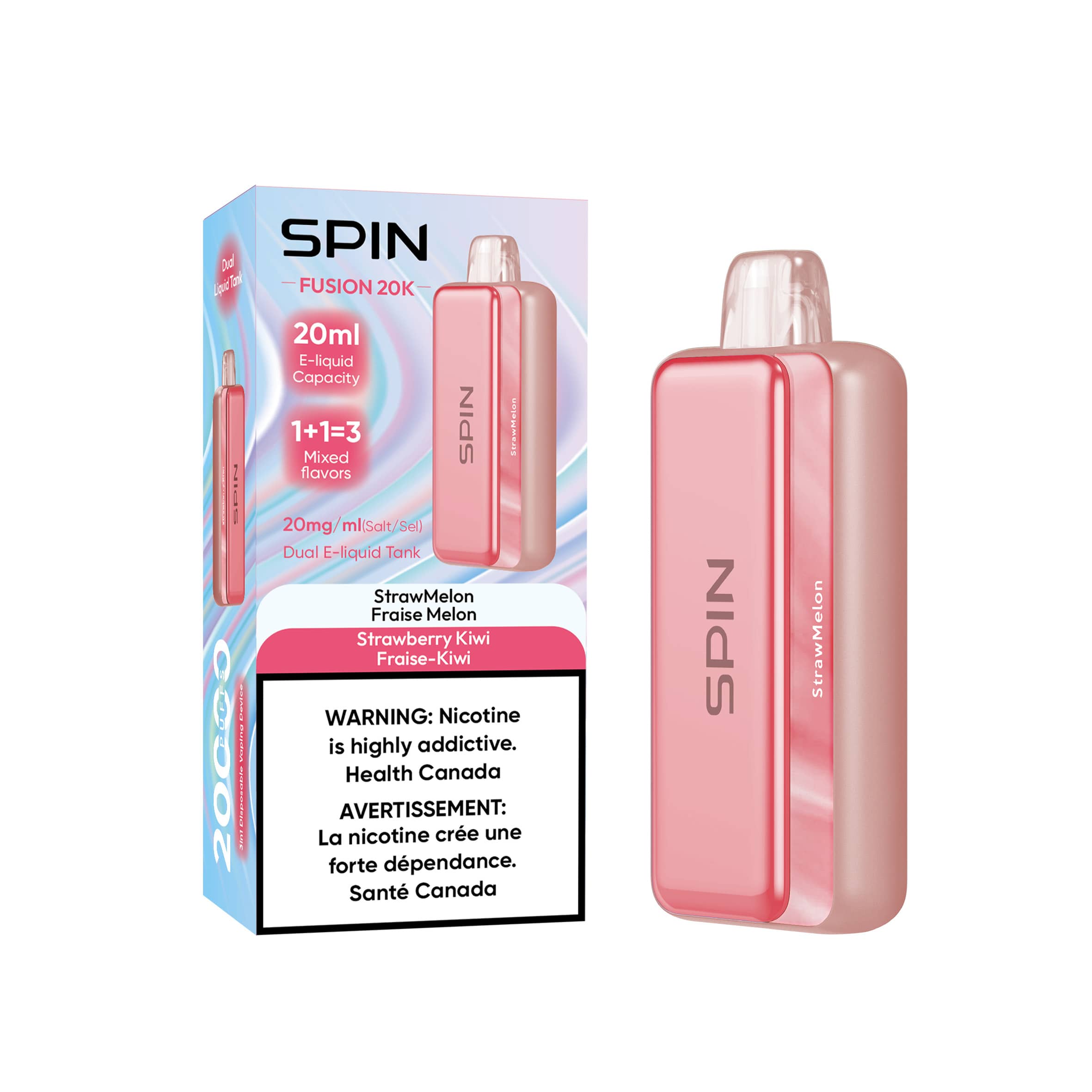 Spin Fusion 20K Disposable Vape StrawMelon and Strawberry Kiwi