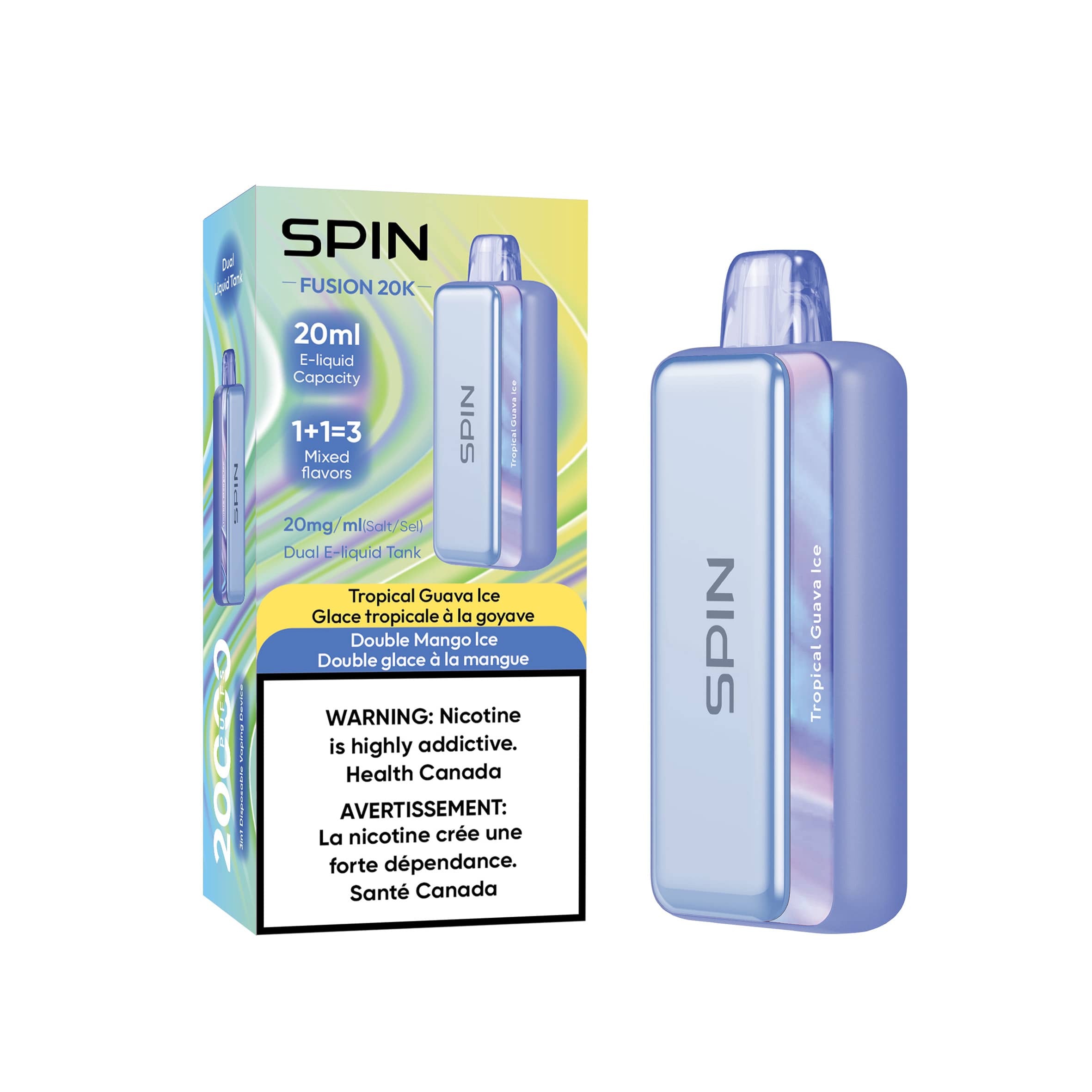 Spin Fusion 20K Disposable Vape Tropical Guava Ice and Double Mango Ice